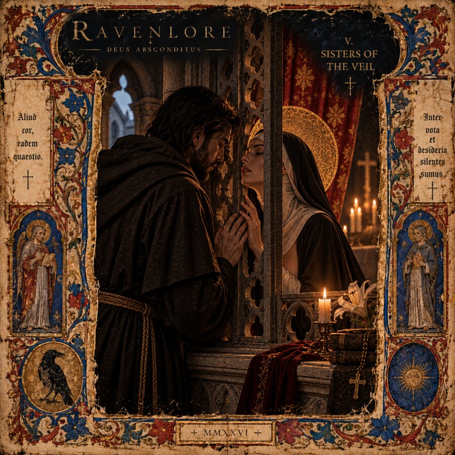Illuminated manuscript artwork for Sisters of the Veil