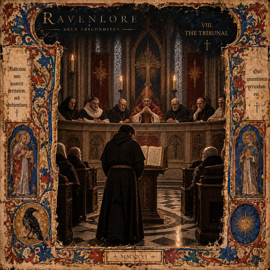 Illuminated manuscript artwork for The Tribunal